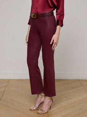 Kendra Coated Cropped Flare Jean in Dark Port Coated