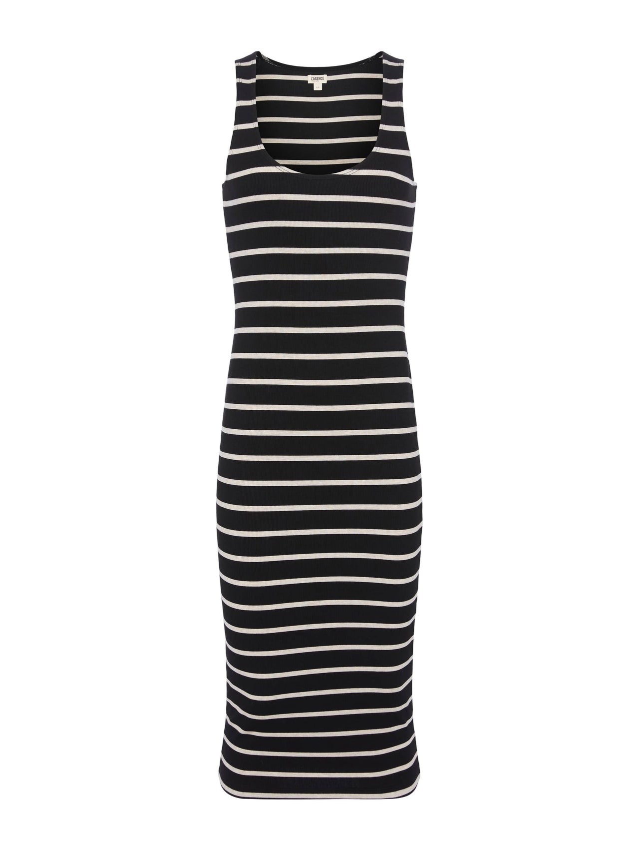 Ivanna Midi Tank Dress in Black/Oat Stripe