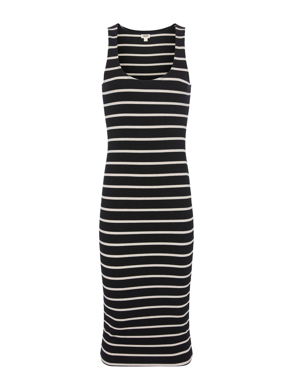 Ivanna Midi Tank Dress in Black/Oat Stripe