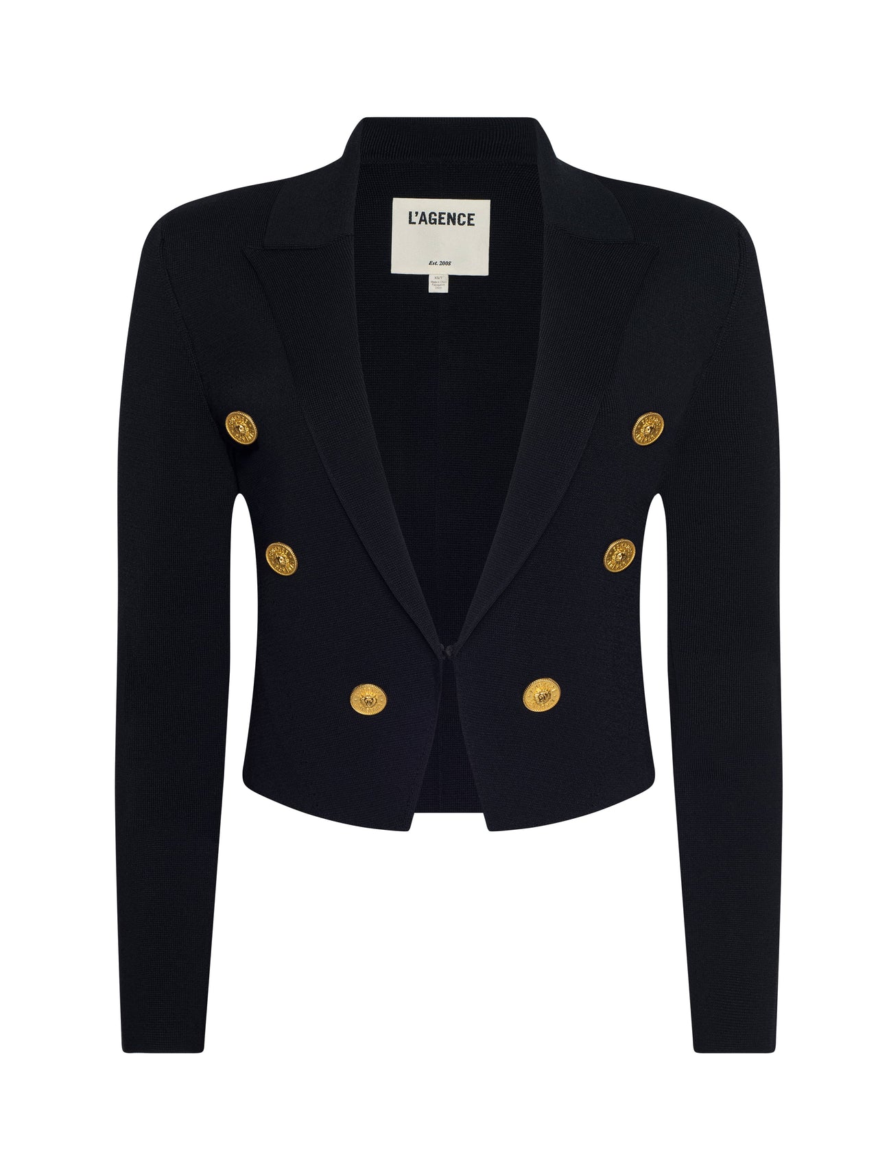 Elio Cropped Knit Blazer in Black/Gold