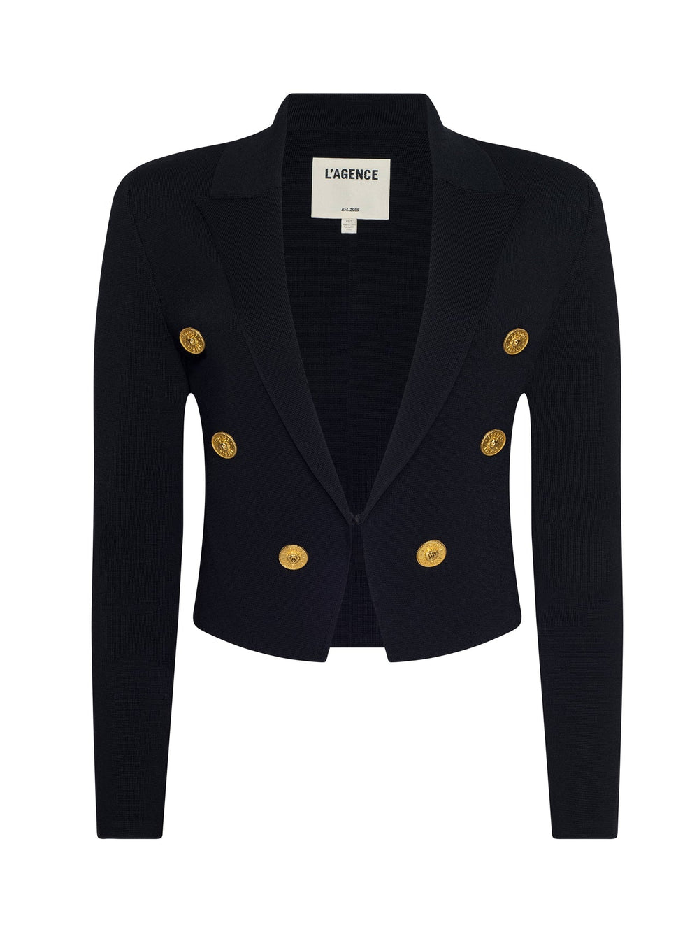 Elio Cropped Knit Blazer in Black/Gold