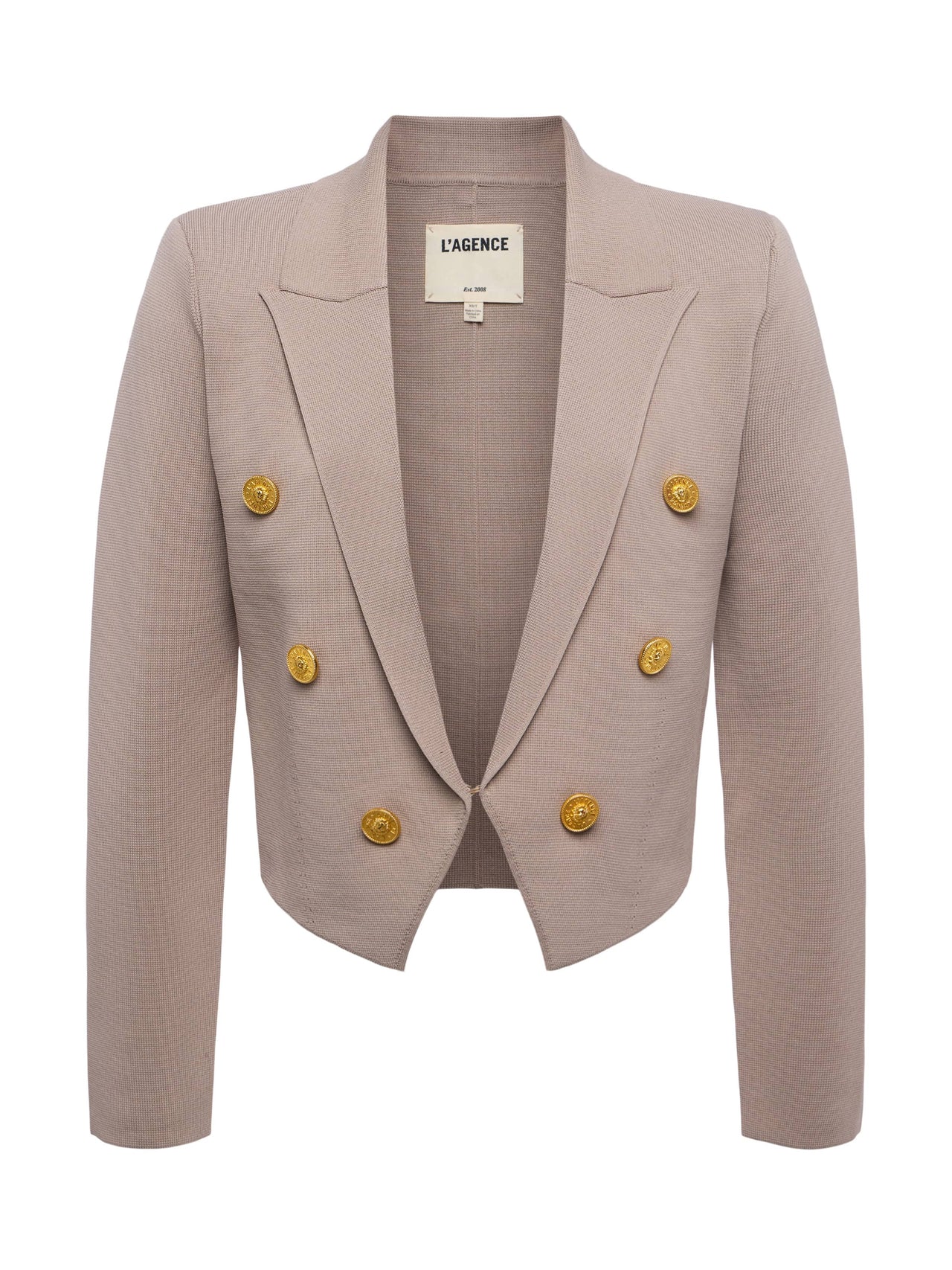 Elio Cropped Knit Blazer in Pale Khaki/Gold