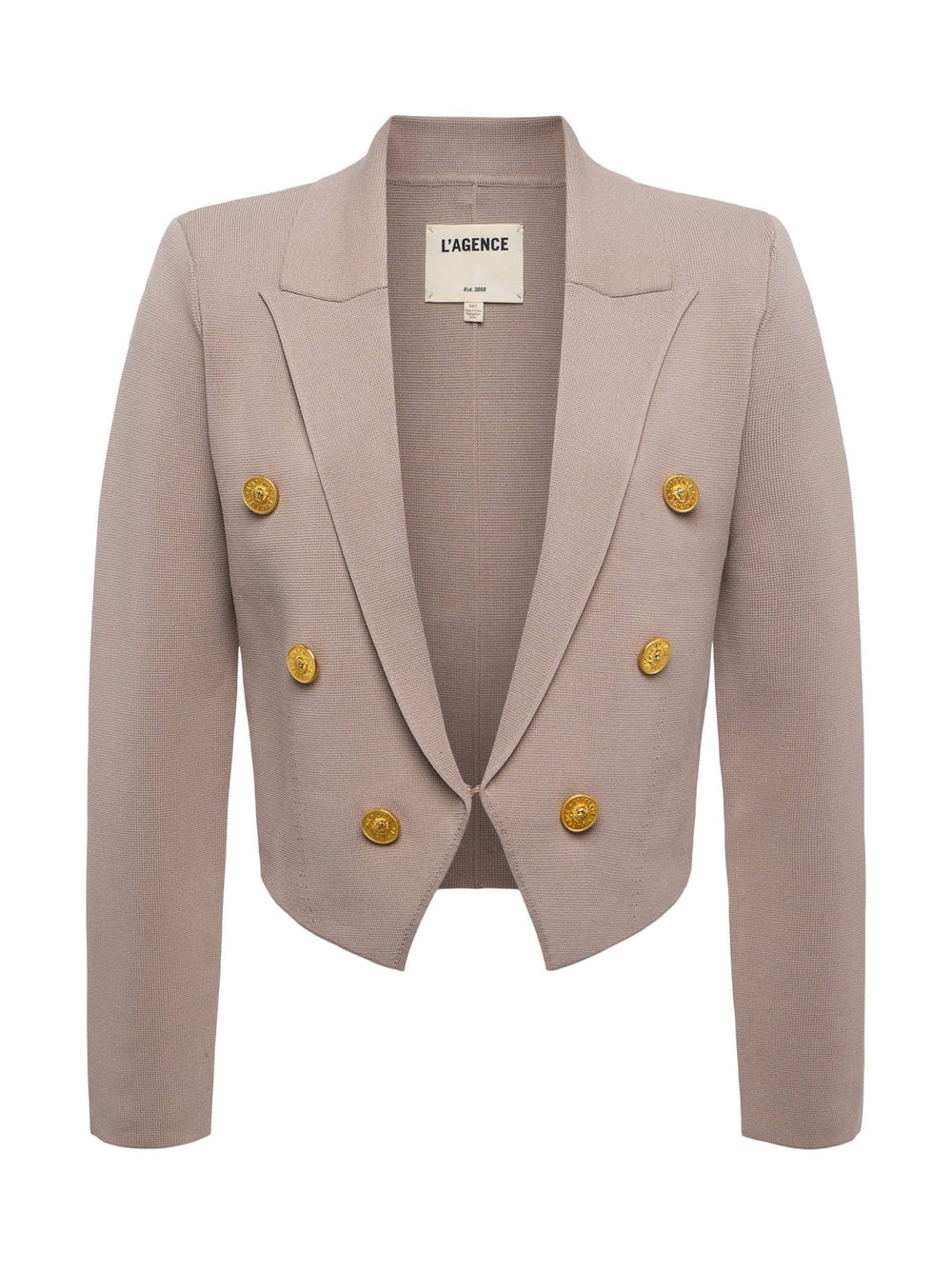 Elio Cropped Knit Blazer in Pale Khaki/Gold