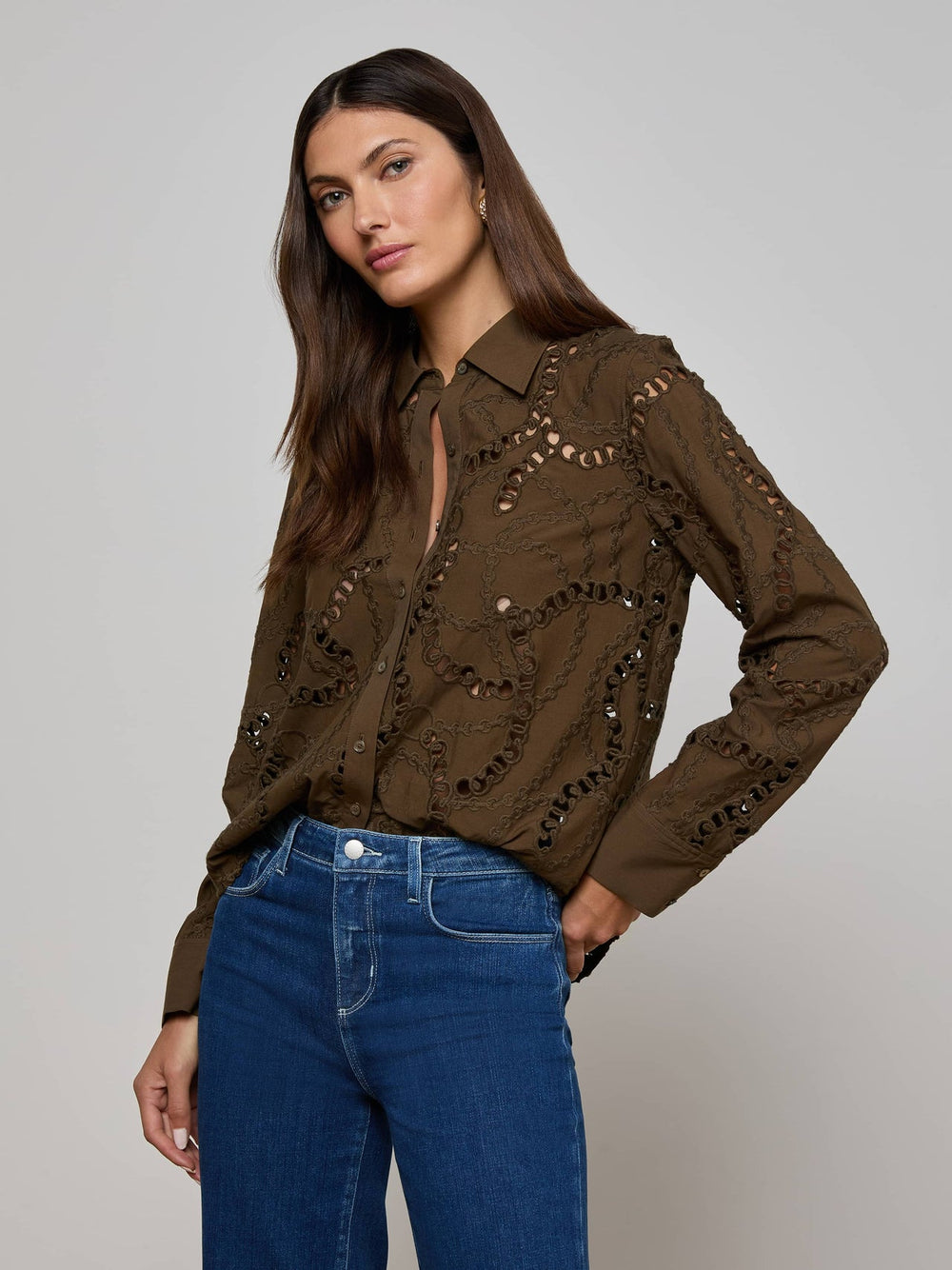Ellery Eyelet Shirt in Pine