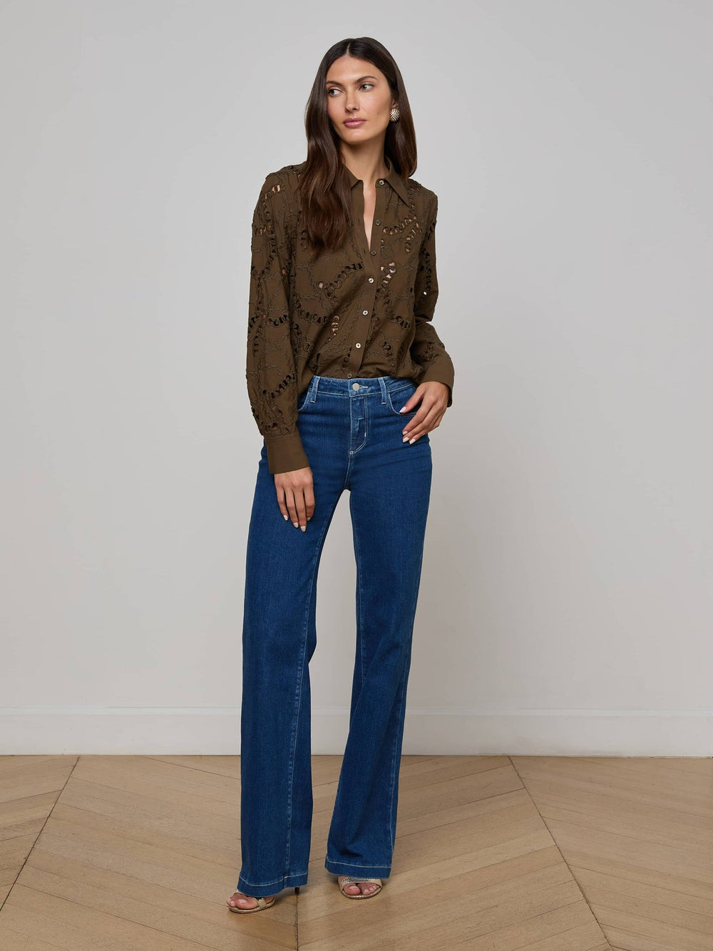 Ellery Eyelet Shirt in Pine