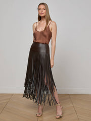 Karolina Fringe Skirt in Coffee Bean