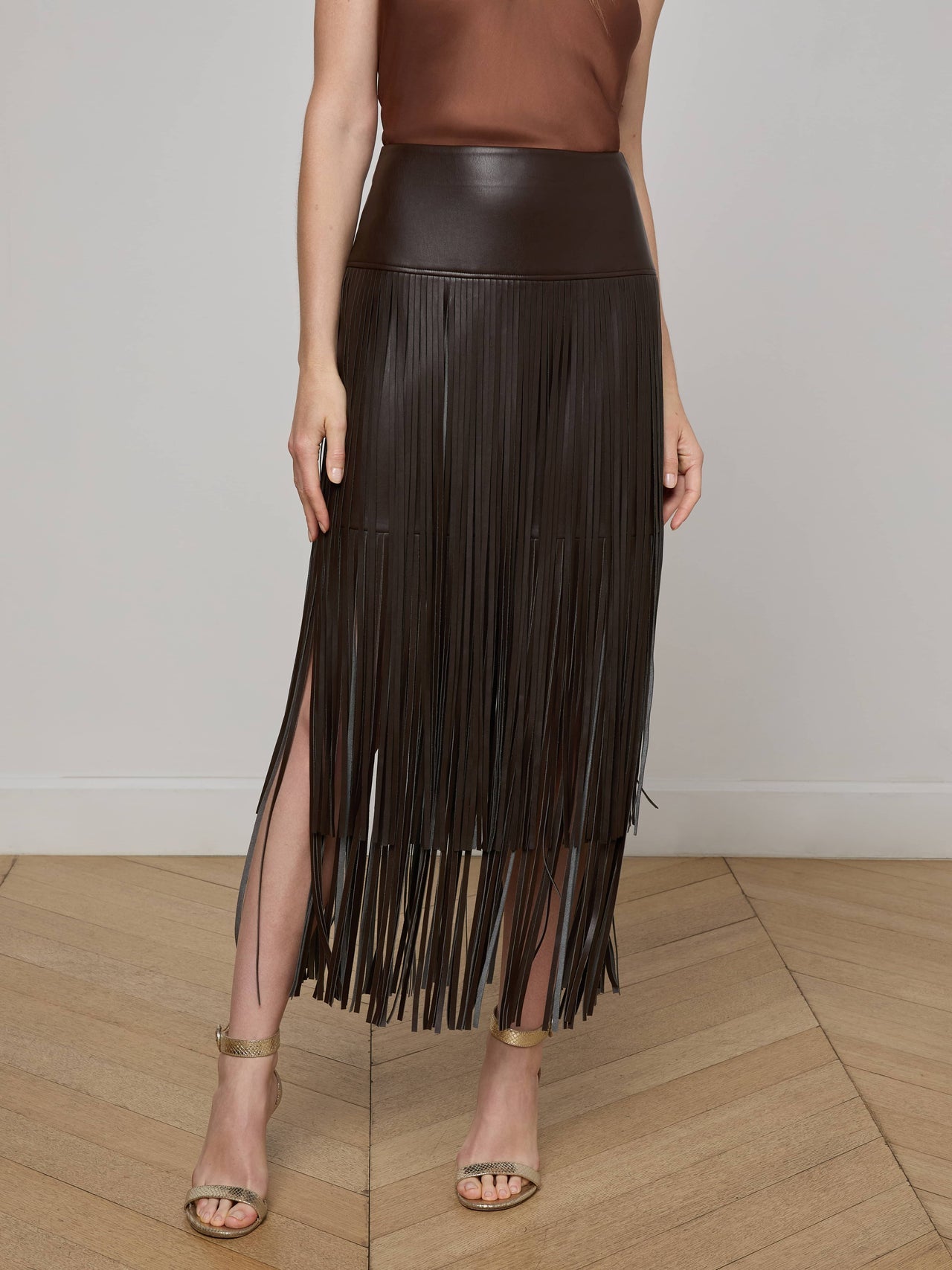 Karolina Fringe Skirt in Coffee Bean