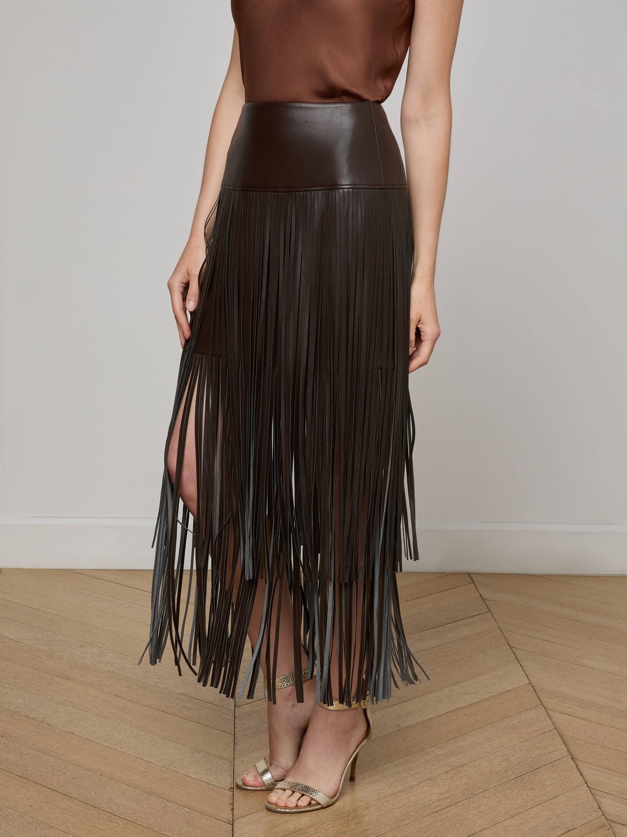 Karolina Fringe Skirt in Coffee Bean