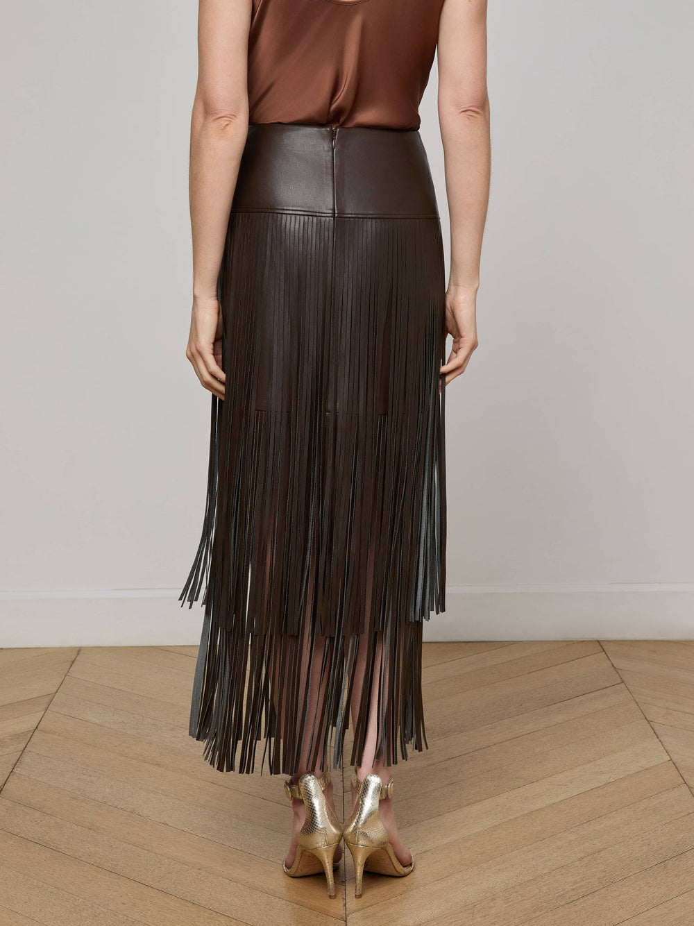 Karolina Fringe Skirt in Coffee Bean