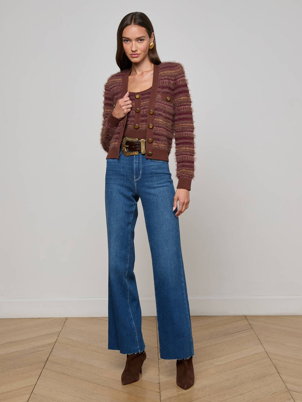 Ariadne Cardigan in Natural/Mauve Multi