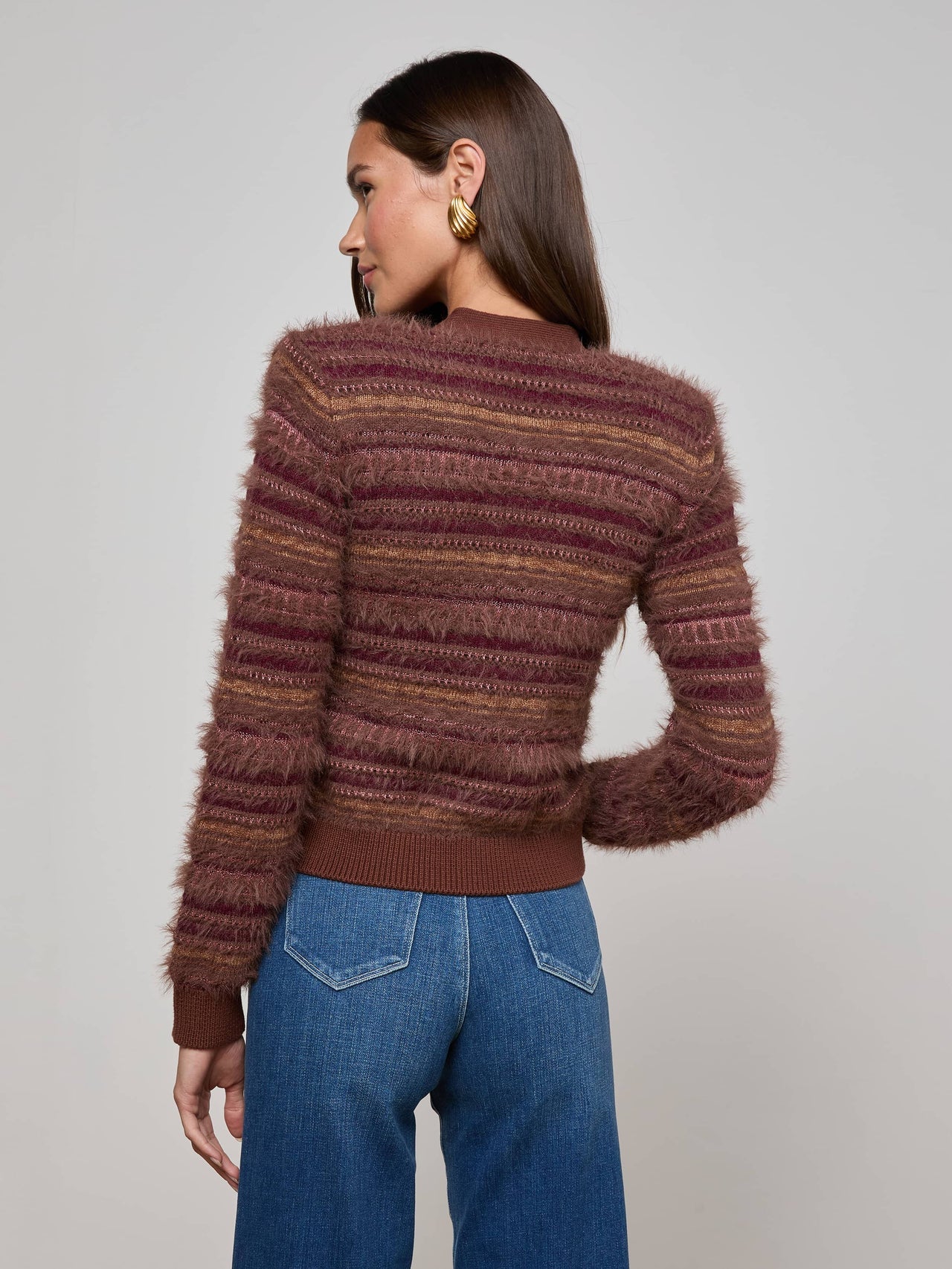 Ariadne Cardigan in Natural/Mauve Multi