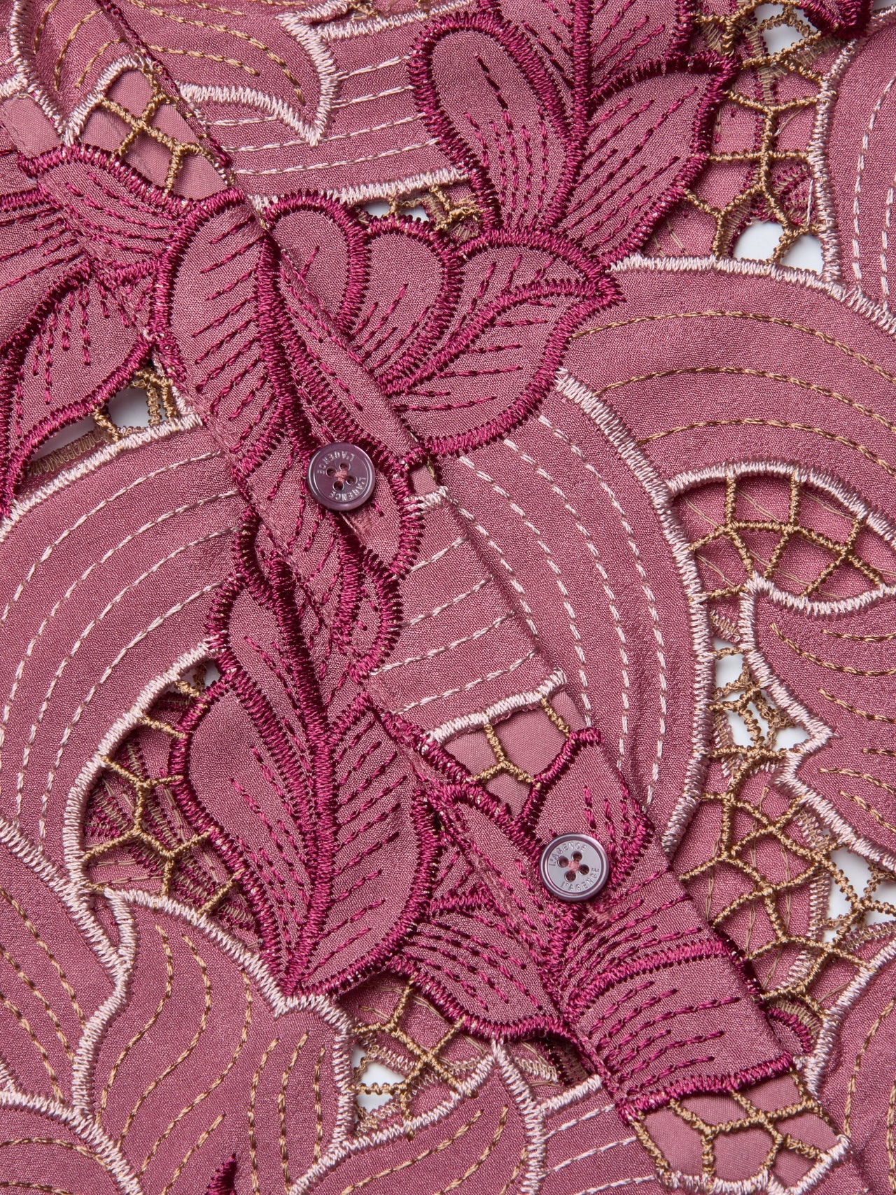 Akemi Cropped Lace Blouse in Mauve Multi Colored Eyelet