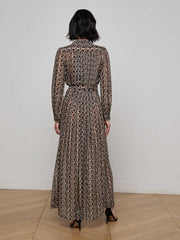 Klaudia Silk Shirt Dress in Black Multi Large Geo Print