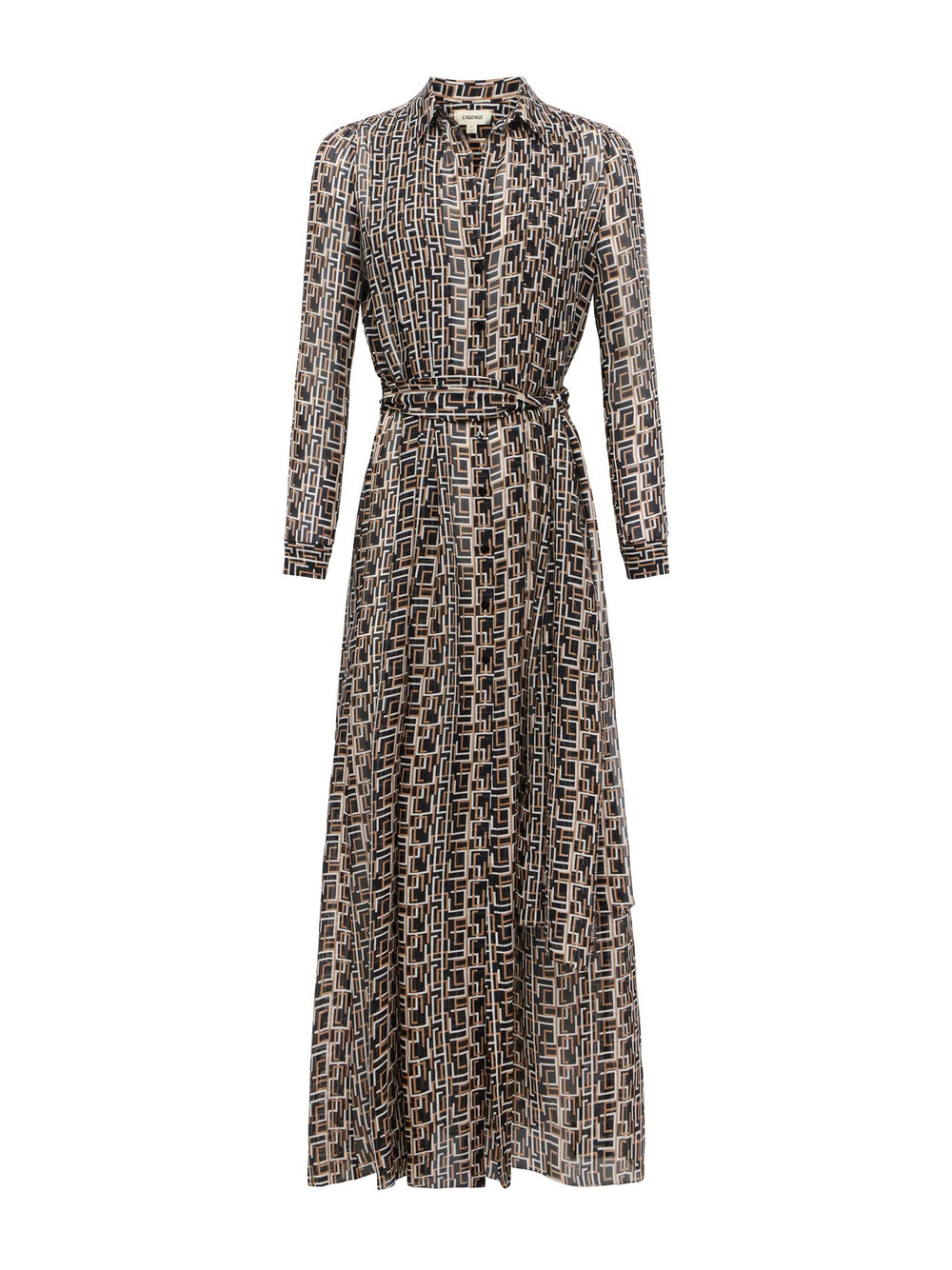 Klaudia Silk Shirt Dress in Black Multi Large Geo Print