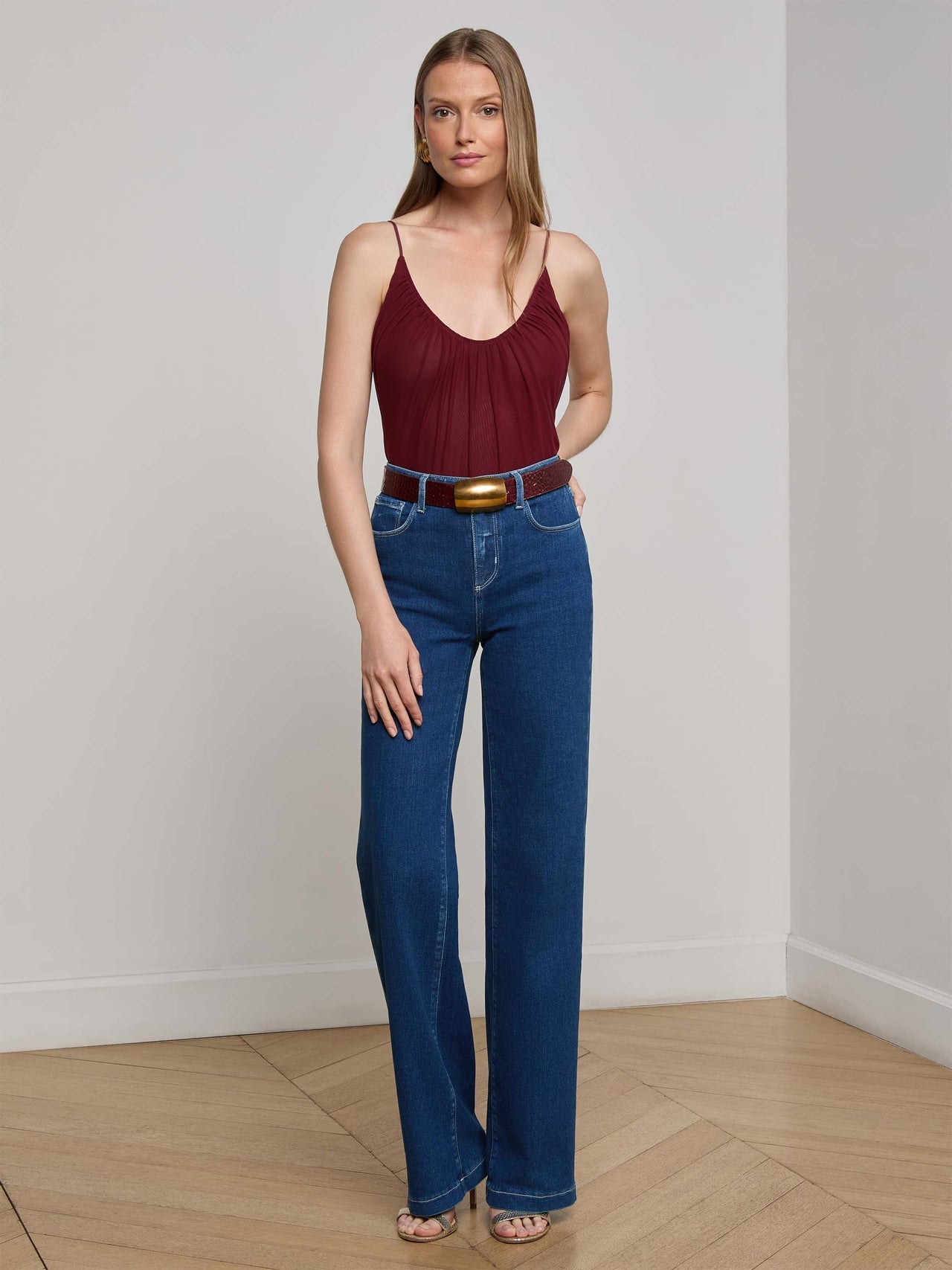 Gelina Mesh Bodysuit in Black Cherry