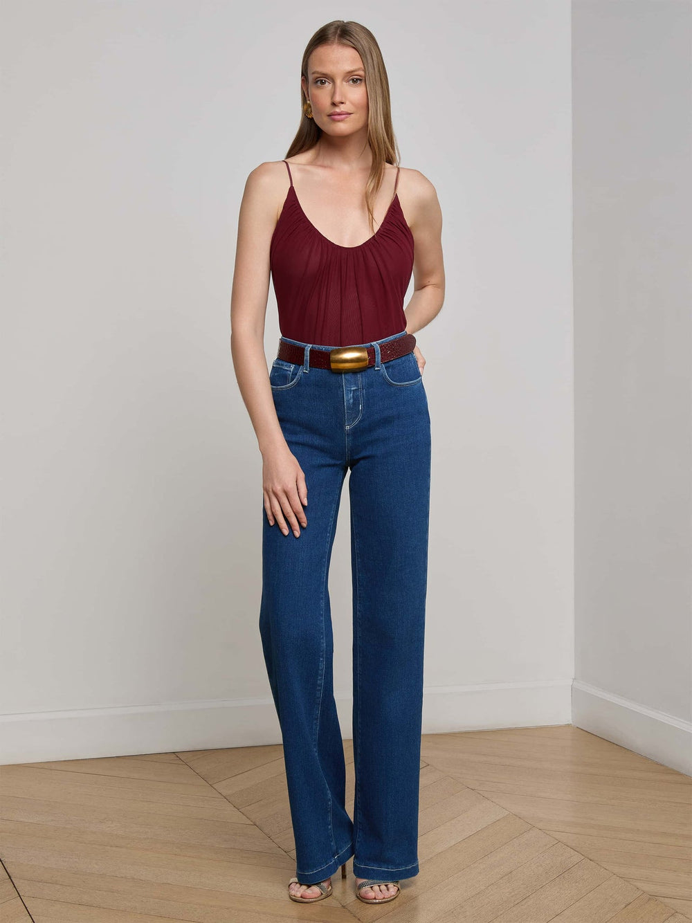 Gelina Mesh Bodysuit in Black Cherry