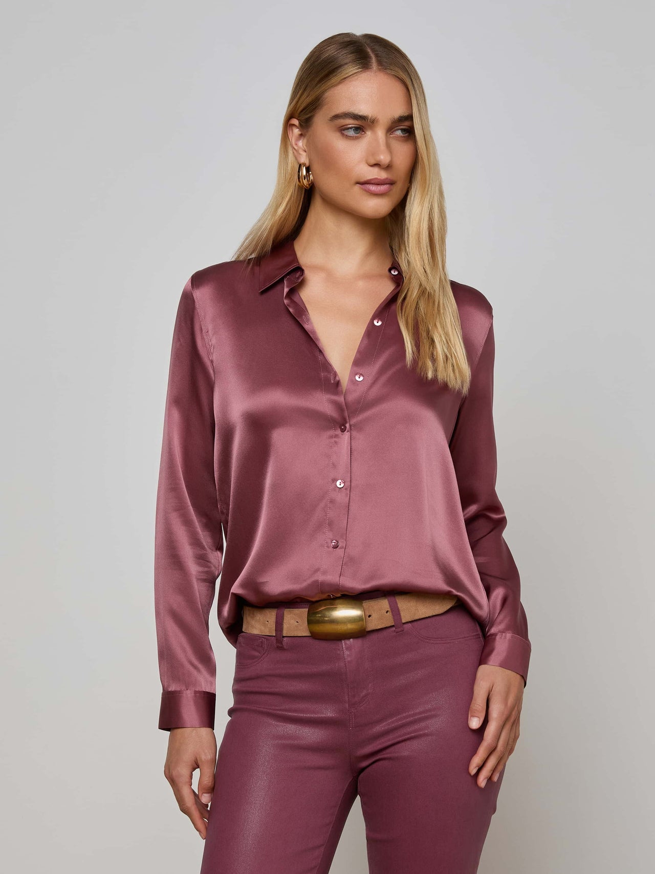 Tyler Silk Blouse in Dark Mauve