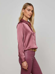 Tyler Silk Blouse in Dark Mauve