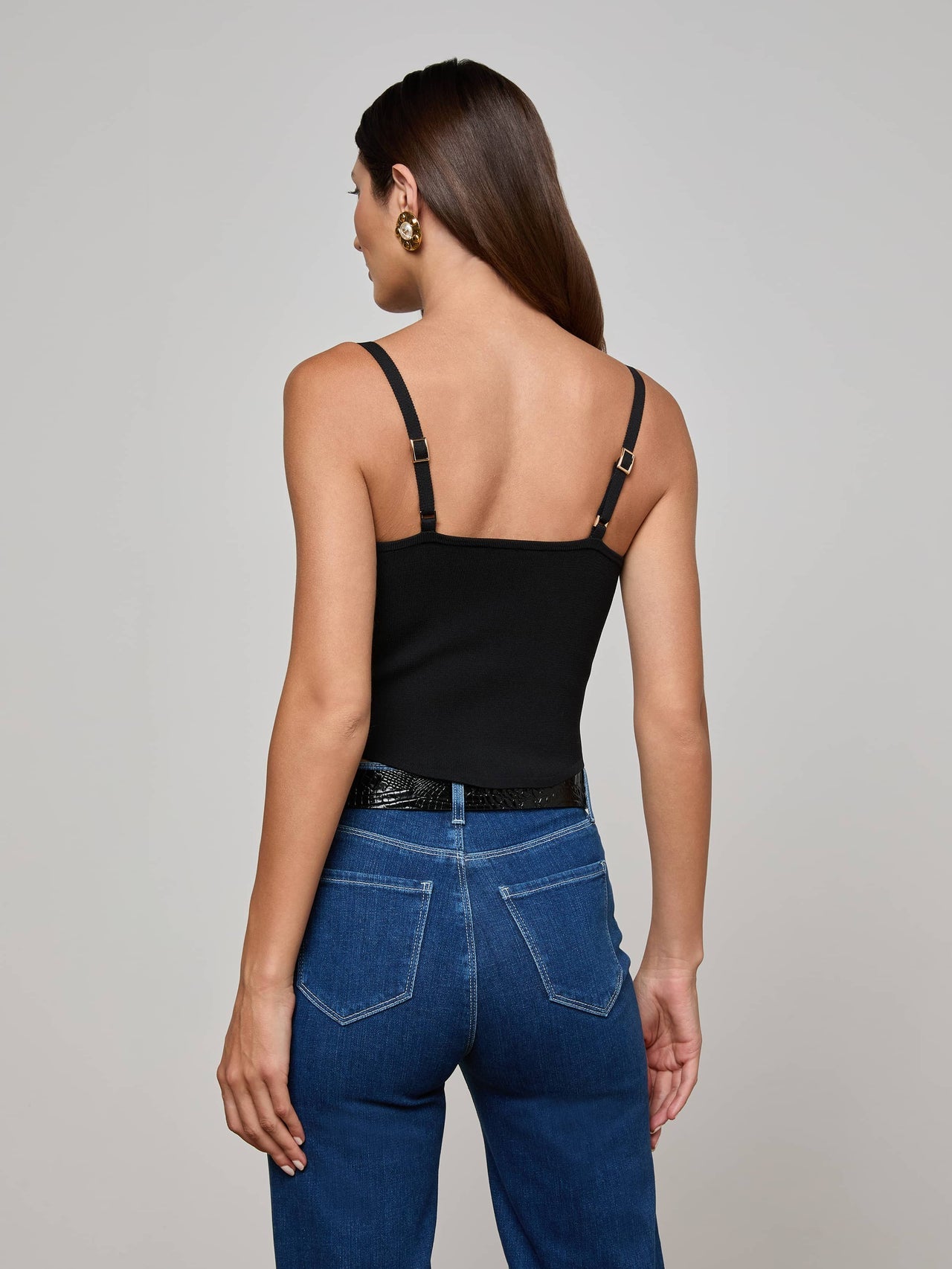 Artemis Knit Corset Top in Black/Gold