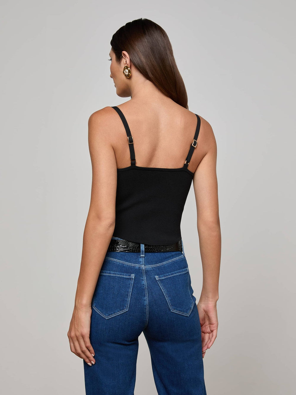 Artemis Knit Corset Top in Black/Gold