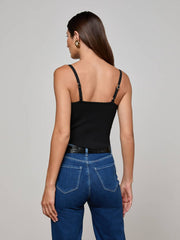 Artemis Knit Corset Top in Black/Gold