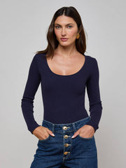 Elara Scoopneck Bodysuit in Deep Midnight