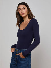 Elara Scoopneck Bodysuit in Deep Midnight