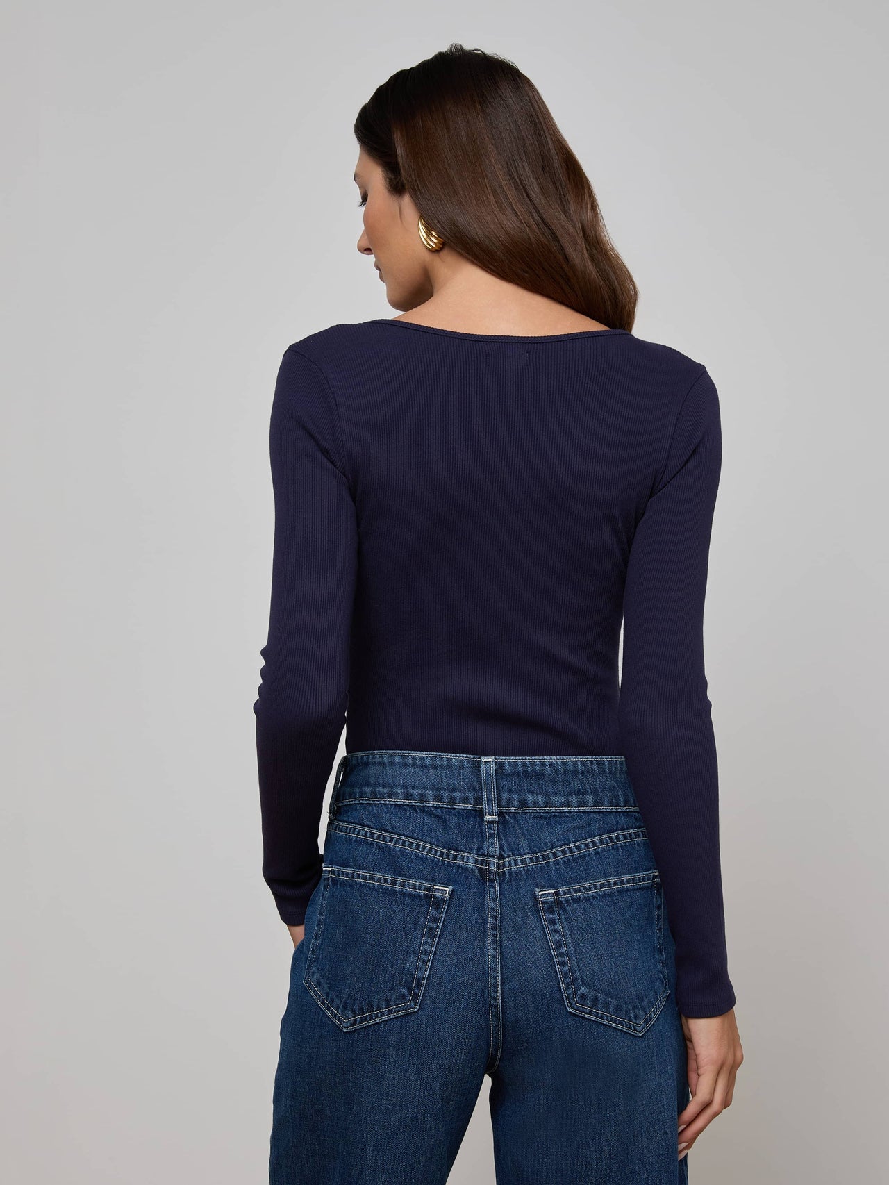 Elara Scoopneck Bodysuit in Deep Midnight