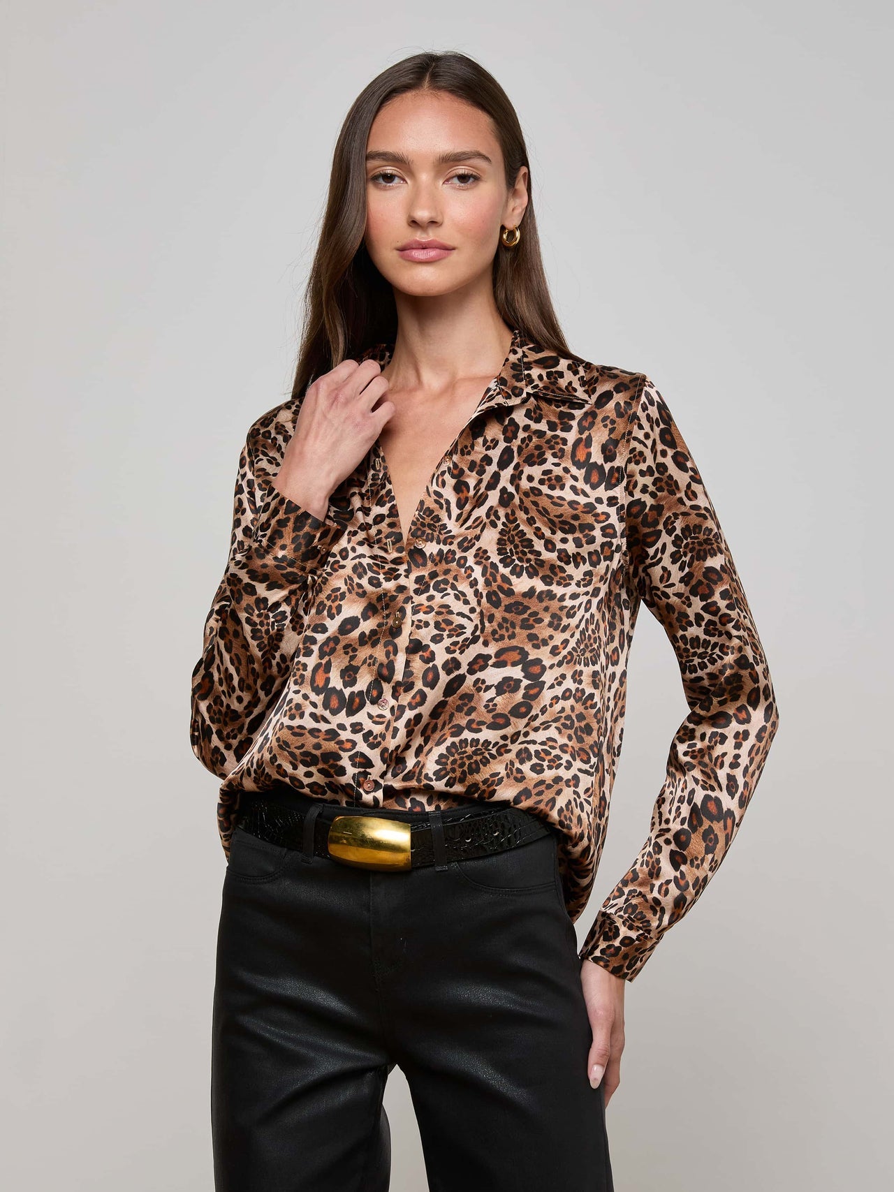 Tyler Silk Blouse in Cinnamon Sw Psly Lprd