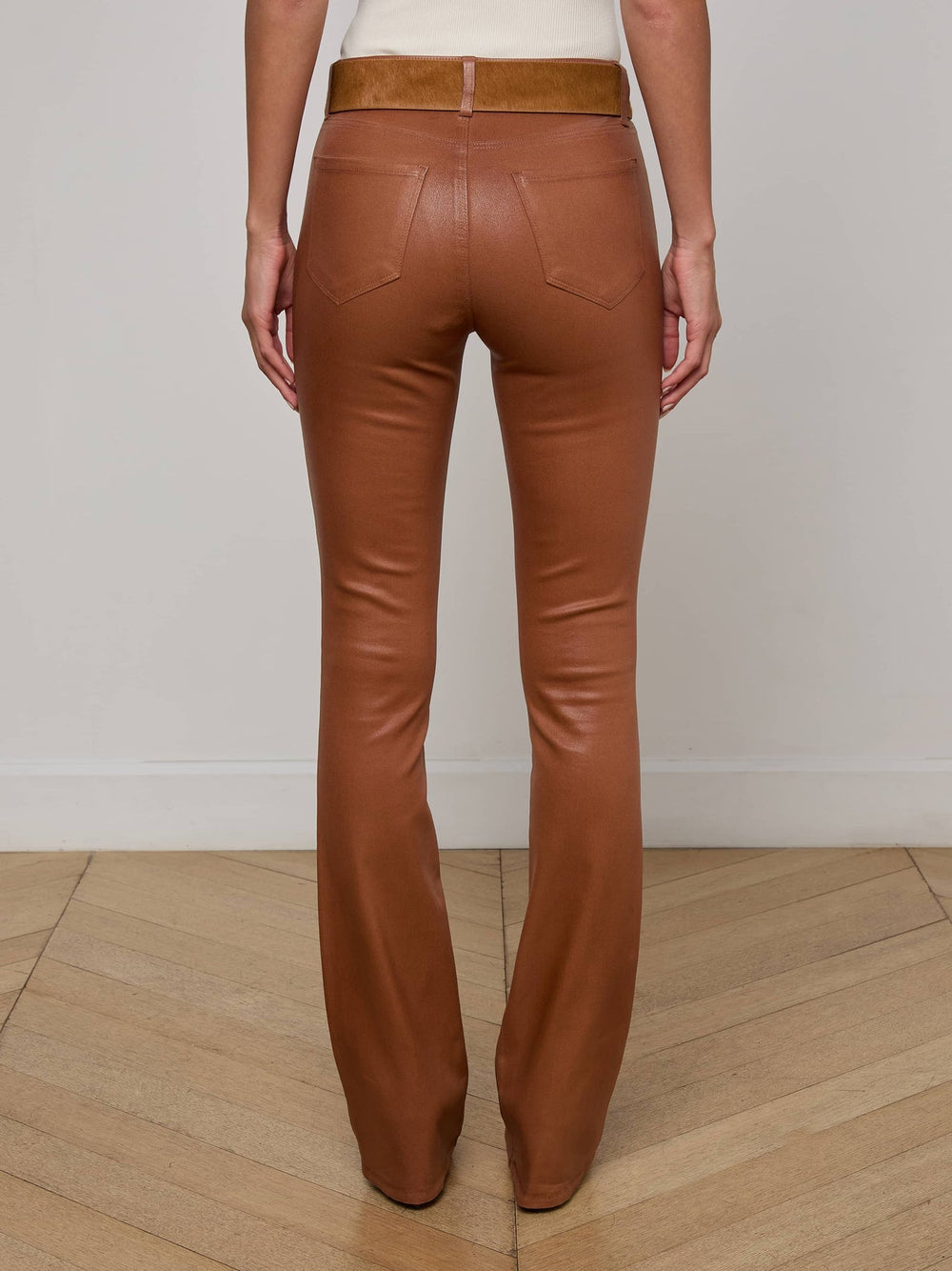 Selma Coated Bootcut Jean in Cognac Coated