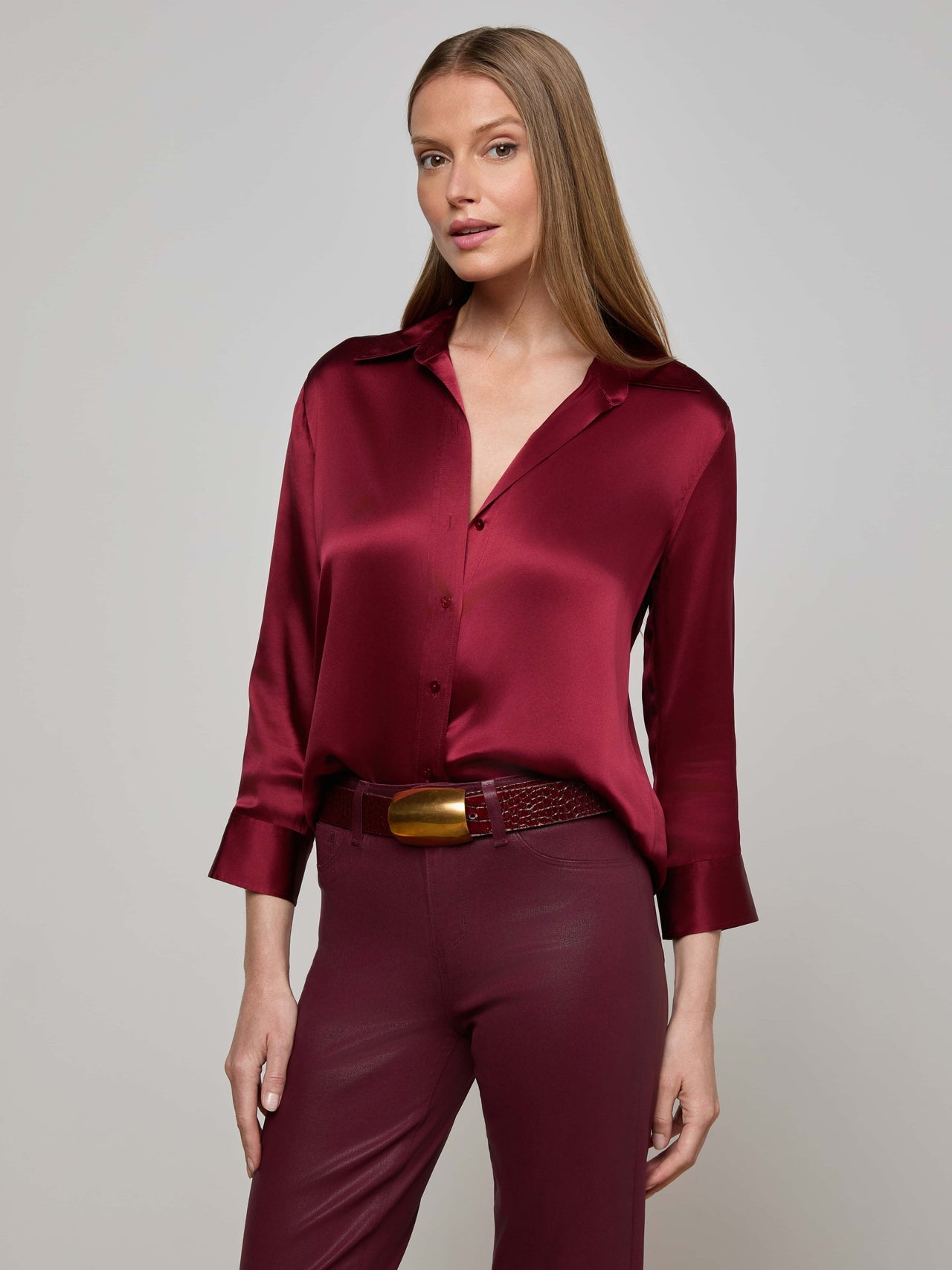 Dani Silk Blouse in Black Cherry