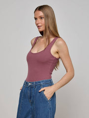Nica Scoopneck Bodysuit in Deep Mauve