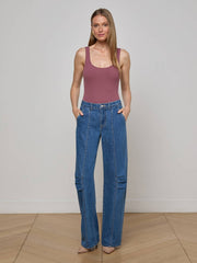 Nica Scoopneck Bodysuit in Deep Mauve