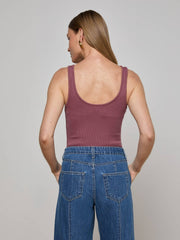 Nica Scoopneck Bodysuit in Deep Mauve