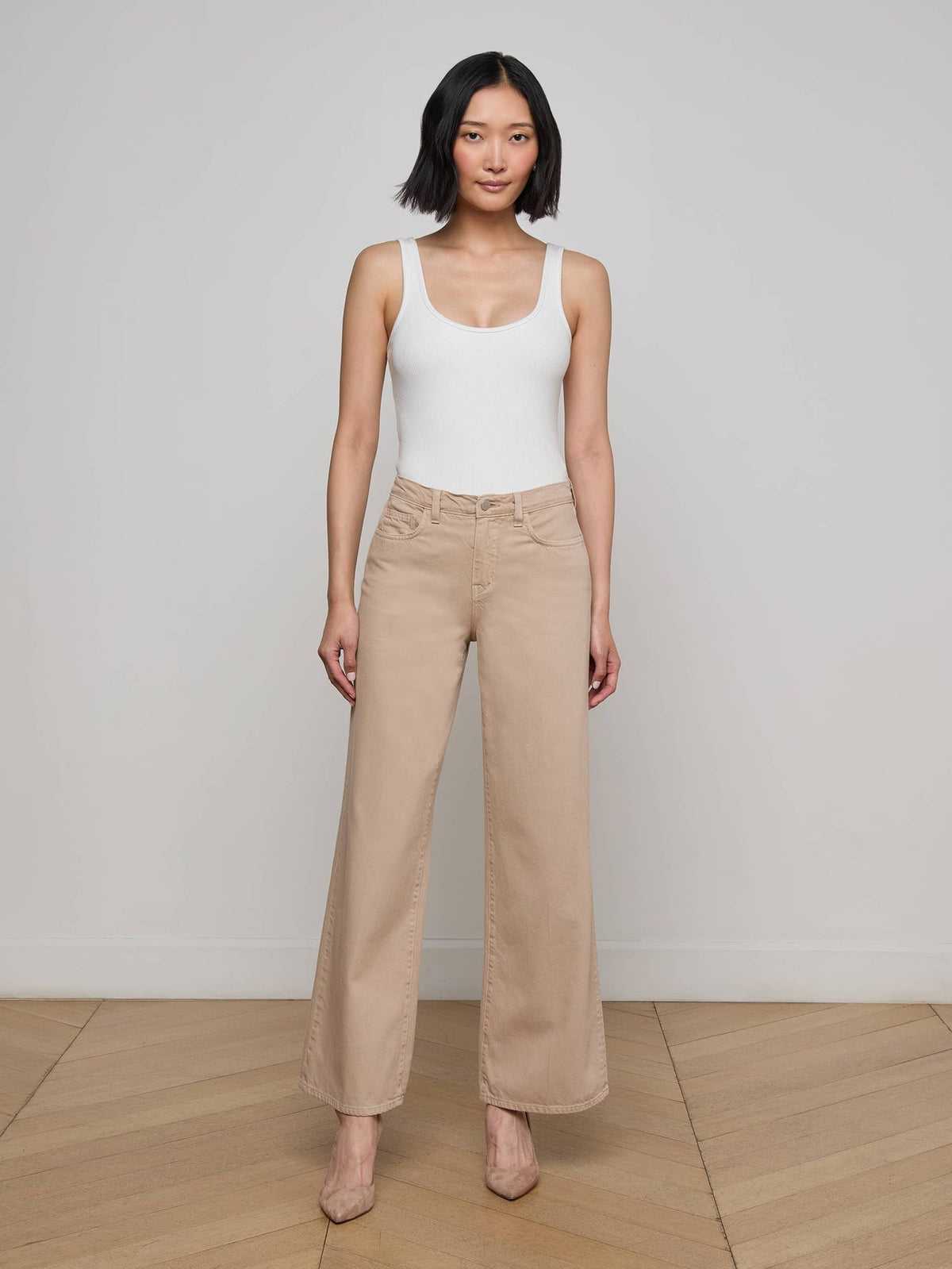 Alicent Wide-Leg Jean in Pale Khaki
