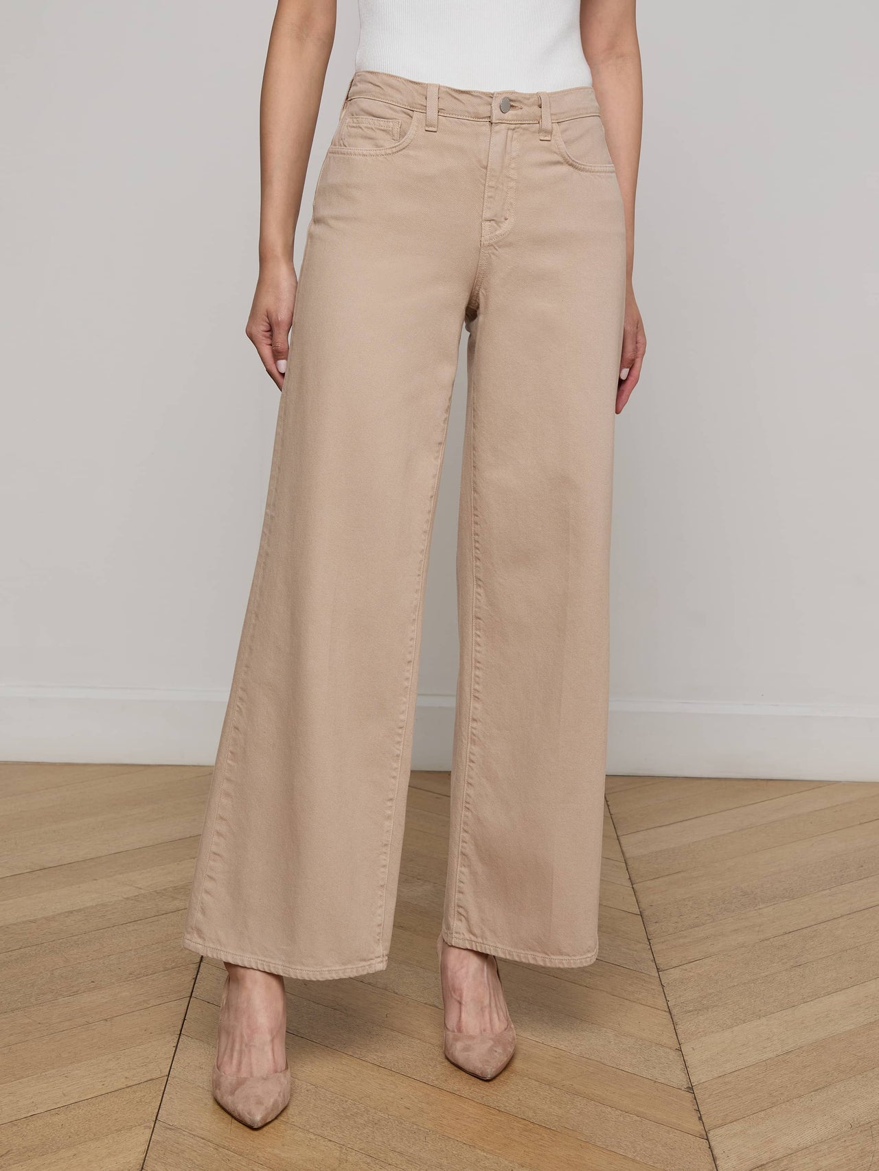 Alicent Wide-Leg Jean in Pale Khaki