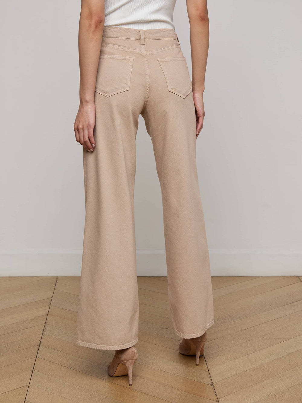 Alicent Wide-Leg Jean in Pale Khaki