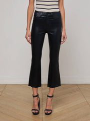 Kendra Coated Cropped Flare Jean in Metro Coated