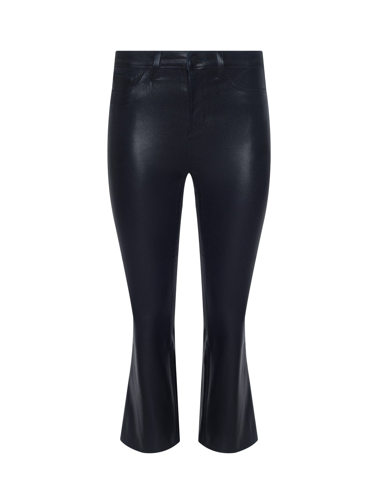 Kendra Coated Cropped Flare Jean in Metro Coated