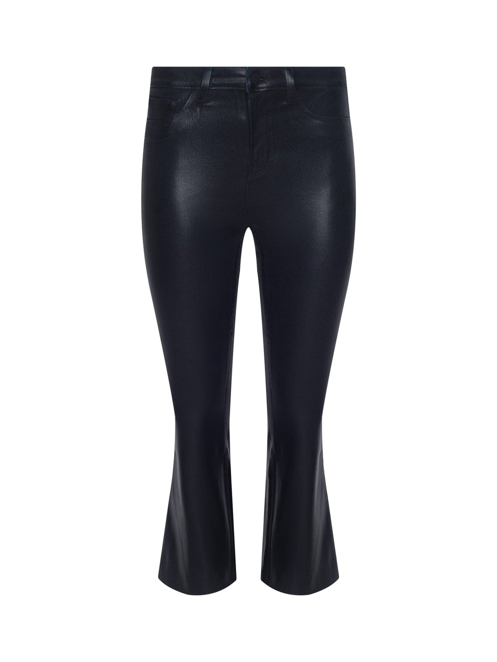 Kendra Coated Cropped Flare Jean in Metro Coated