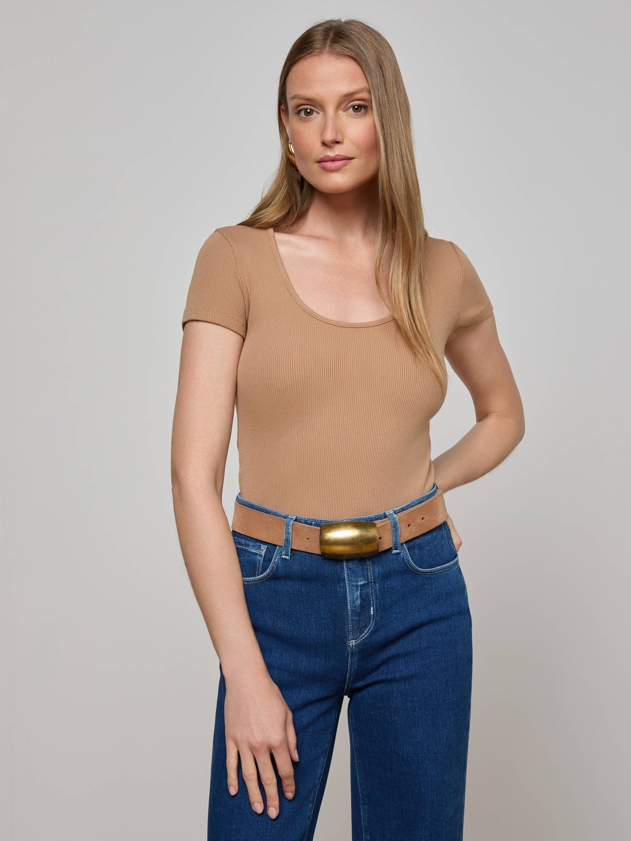 Brynlee Scoopneck Tee in Cinnamon Swirl
