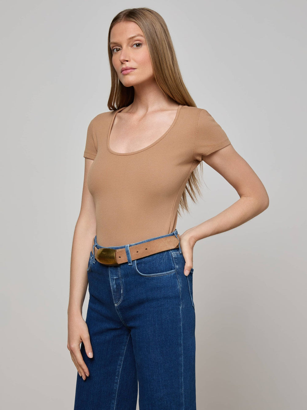 Brynlee Scoopneck Tee in Cinnamon Swirl