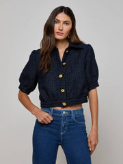 Cove Cropped Tweed Jacket in Midnight
