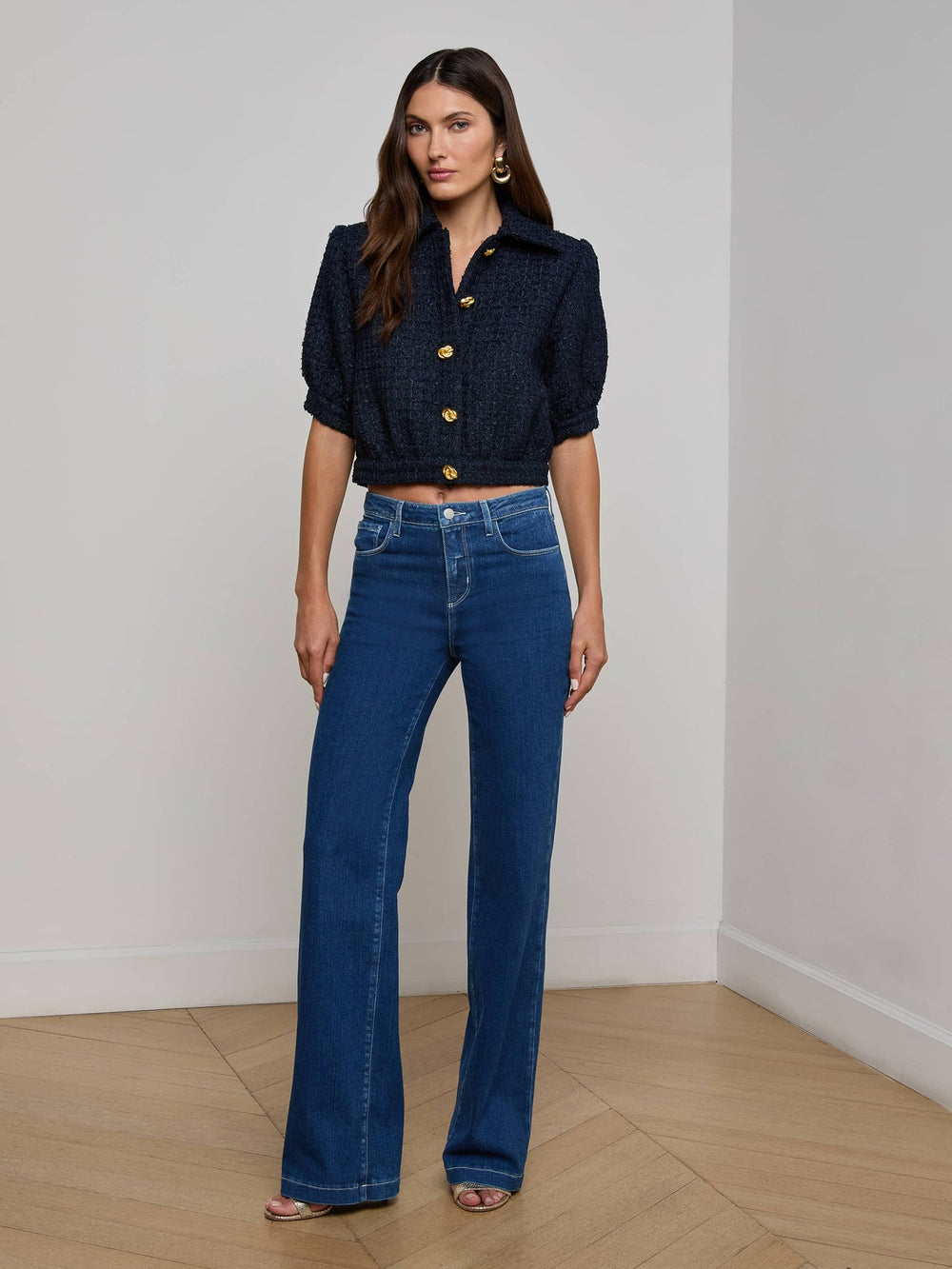 Cove Cropped Tweed Jacket in Midnight