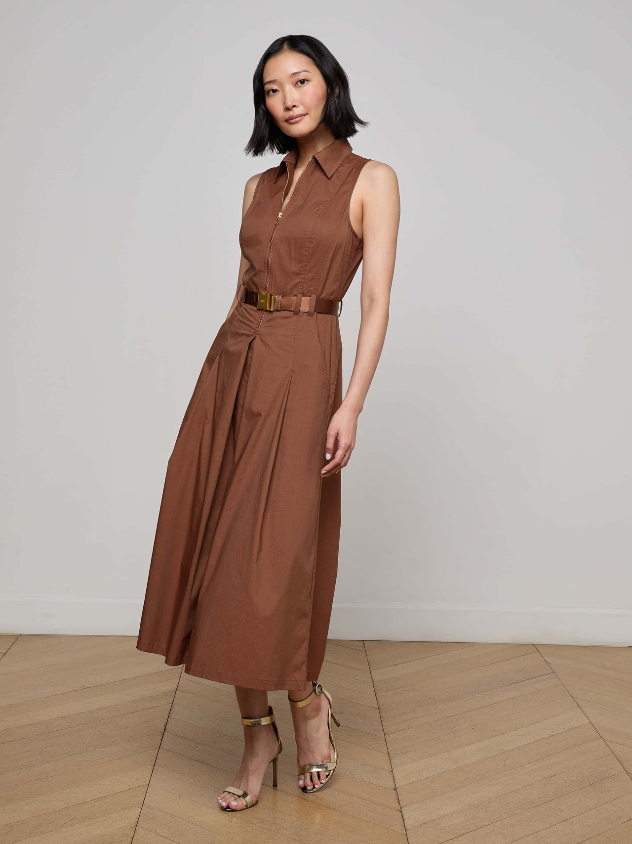 Kolton Midi Dress in Sepia Brown