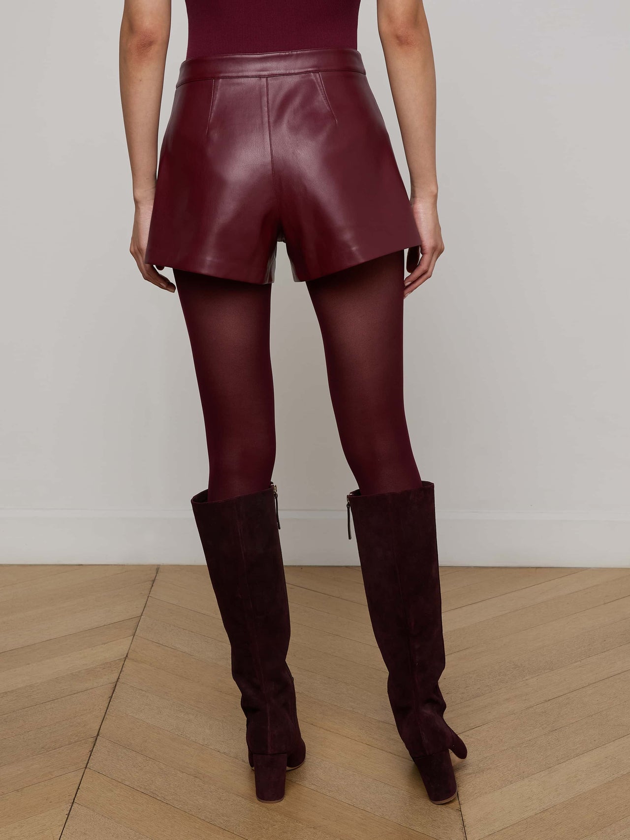 Dionne Vegan Leather Short in Black Cherry