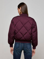 Violeta Reversible Puffer in Wine/Herringbone