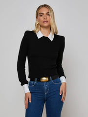 April Collared Pullover in Black/Gold Lion