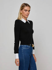 April Collared Pullover in Black/Gold Lion