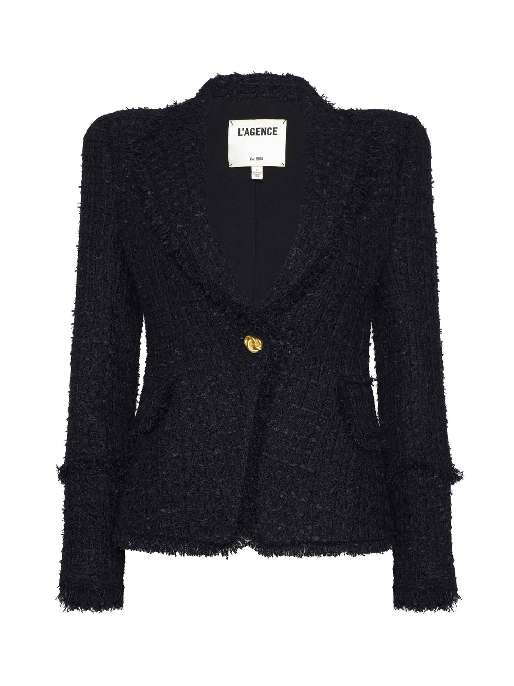 Kaisley Frayed Trim Blazer in Black